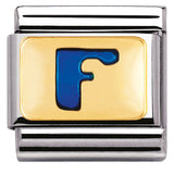 Nomination Classic Gold Enamel Blue Initial Charm SALE