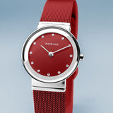 Bering Classic Red Silver 26mm Case Watch SALE