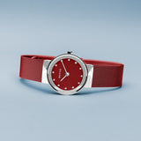 Bering Classic Red Silver 26mm Case Watch SALE