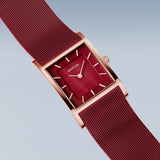 Bering Classic Red Rose Gold 26mm Square Case Watch SALE