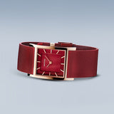 Bering Classic Red Rose Gold 26mm Square Case Watch SALE