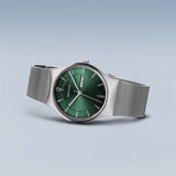 Bering Classic Green Silver 38mm Case Watch SALE