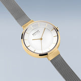 Bering Solar Silver Yellow Gold 31mm Case Watch SALE