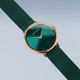 Bering Ultra Slim Teal Rose Gold 29mm Case Watch SALE