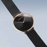Bering Ultra Slim Black Rose Gold 39mm Case Watch SALE