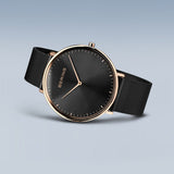 Bering Ultra Slim Black Rose Gold 39mm Case Watch SALE