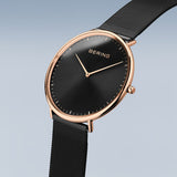Bering Ultra Slim Black Rose Gold 39mm Case Watch SALE