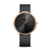 Bering Ultra Slim Black Rose Gold 39mm Case Watch SALE