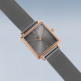 Bering Classic Grey Rose Gold 26mm Square Case Watch SALE