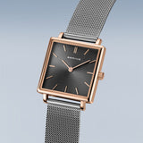 Bering Classic Grey Rose Gold 26mm Square Case Watch SALE