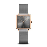 Bering Classic Grey Rose Gold 26mm Square Case Watch SALE