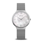 Bering Ultra Slim Mother of Pearl Silver 34mm Case Watch SALE