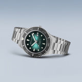 Bering Arctic Sailing Green Silver 40mm Case Watch SALE