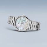 Bering Automatic Mother of Pearl Silver 35mm Case Watch SALE