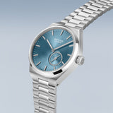 Bering Automatic Frosted Blue Silver 35mm Case Watch SALE