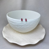 9ct Yellow Gold Emerald-Cut Ruby Diamond Stud Earrings