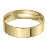Yellow Gold Flat Court Shape Profile Wedding Rings