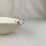 9ct Rose Gold Rose Quartz Statement Solitaire Ring