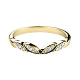 Yellow Gold Diamond Floral Inspired V Shaped Wedding Ring