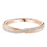 Rose Gold Diamond Milgrain Twist Silhouette Shaped Wedding Ring