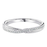 White Gold Diamond Milgrain Twist Silhouette Shaped Wedding Ring