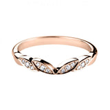 Rose Gold Diamond Floral Inspired V Shaped Wedding Ring