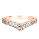 Rose Gold Diamond Double Row V Shaped Wedding Ring