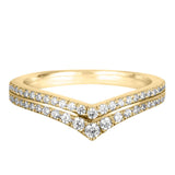 Yellow Gold Diamond Double Row V Shaped Wedding Ring
