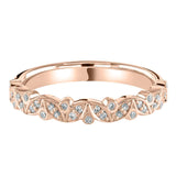 Rose Gold Diamond Decorative Floral Marquise Wedding Ring