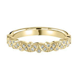 Yellow Gold Diamond Decorative Floral Marquise Wedding Ring