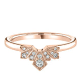 Rose Gold Diamond Art Deco Inspired U Shaped Wedding Ring