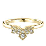Yellow Gold Diamond Art Deco Inspired U Shaped Wedding Ring