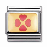 Nomination Classic Gold Enamel Pink Clover Charm SALE