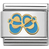 Nomination Classic Gold Enamel Blue Baby Booties Enamel Charm SALE
