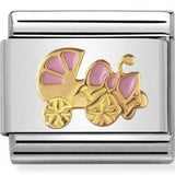 Nomination Classic Gold Enamel Pink Pram Enamel Charm SALE