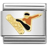 Nomination Classic Gold Enamel Snowboarder Charm SALE