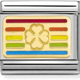 Nomination Classic Gold Rainbow Enamel Four Leaf Clover Charm SALE