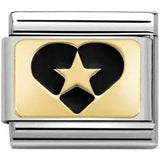 Nomination Classic Gold Enamel Black Star Heart Charm SALE
