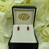9ct Yellow Gold Emerald-Cut Ruby Diamond Stud Earrings