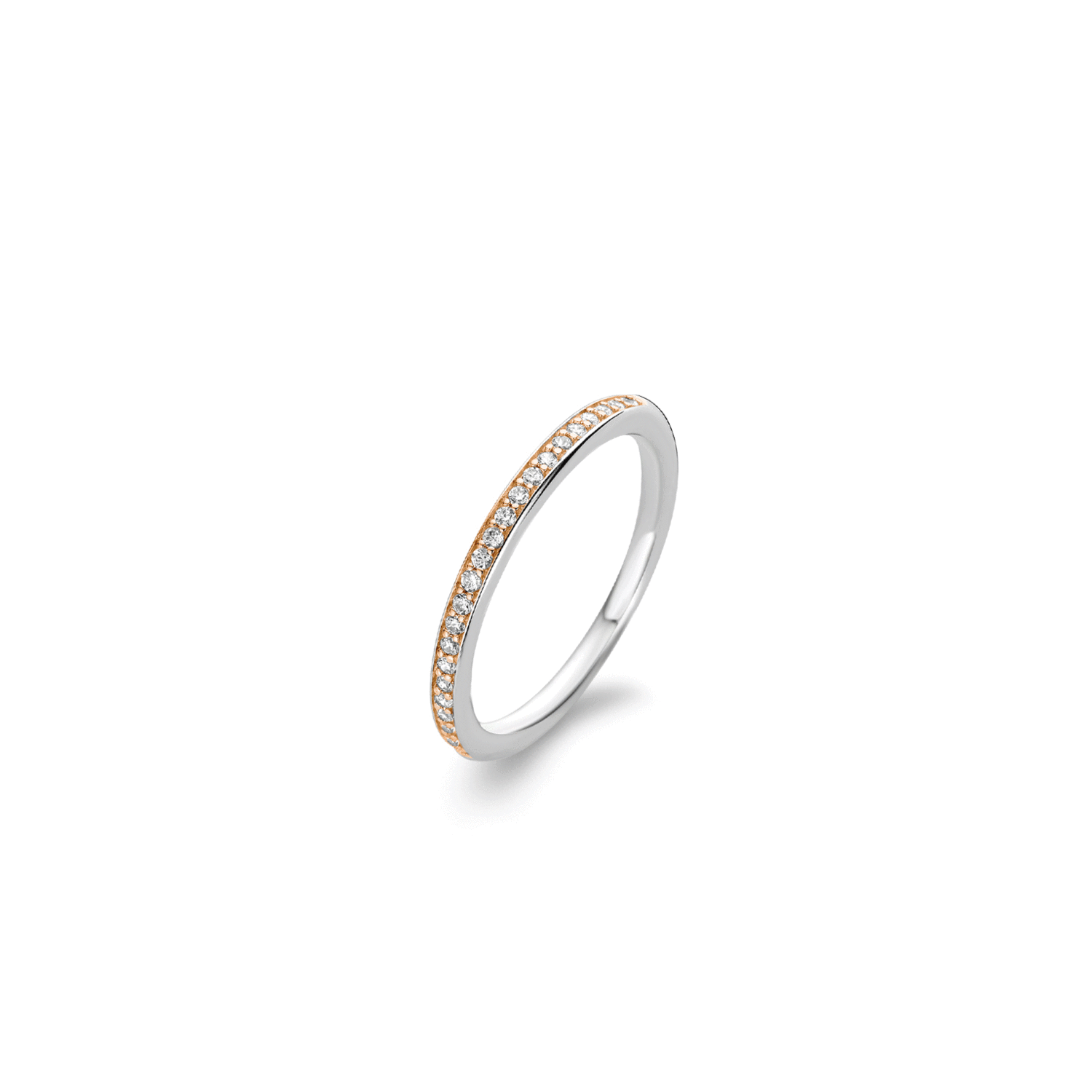 Ti Sento Narrow Eternity Rose Gold Plated CZ Stacking Ring SALE