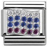 Nomination Classic Silver CZ Russia Flag Charm SALE