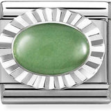 Nomination Classic Silver Oval Diamond Cut Aventurine Charm SALE