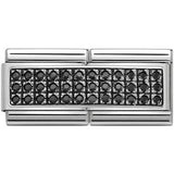 Nomination Classic Silver CZ Black Pavé Link Double Charm SALE