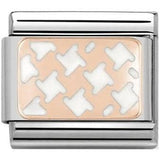 Nomination Classic Rose Gold Enamel White Houndstooth Pattern Charm SALE