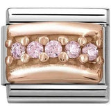 Nomination Classic 9ct Rose Gold CZ Baby Pink Sparkle Line Charm SALE
