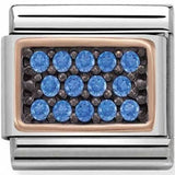 Nomination Classic Rose Gold CZ Blue Black Rhodium Pavé Set Charm SALE