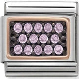 Nomination Classic Rose Gold CZ Baby Pink Black Rhodium Pavé Set Charm SALE