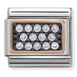 Nomination Classic Rose Gold CZ White Black Rhodium Pavé Set Charm SALE