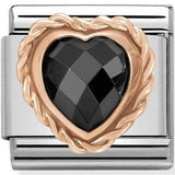 Nomination Classic Rose Gold Black CZ Twist Heart Charm SALE