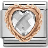 Nomination Classic Rose Gold White CZ Twist Heart Charm SALE